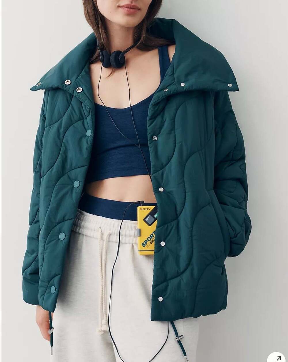 Varley Fabia Quilted Jacket Dark Forest Green Size Large